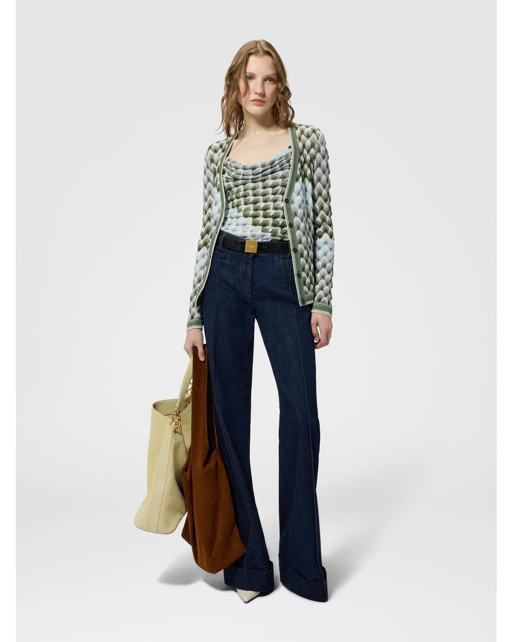 Missoni White Lace Motif Top With Draped Neckline