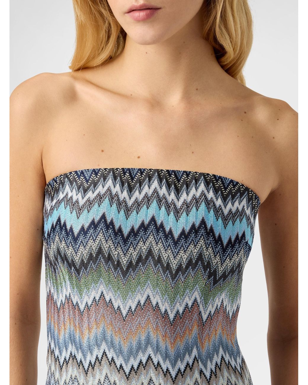 Missoni Blue Viscose Chevron Snake-Pattern Mini Dress