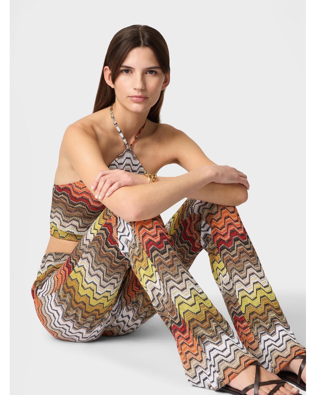 Missoni Multicolor Long Trousers With Greek Motif