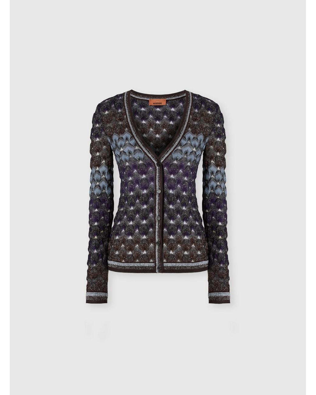 Missoni Multicolor Slim Viscose Lamé Cardigan With Lace Motif