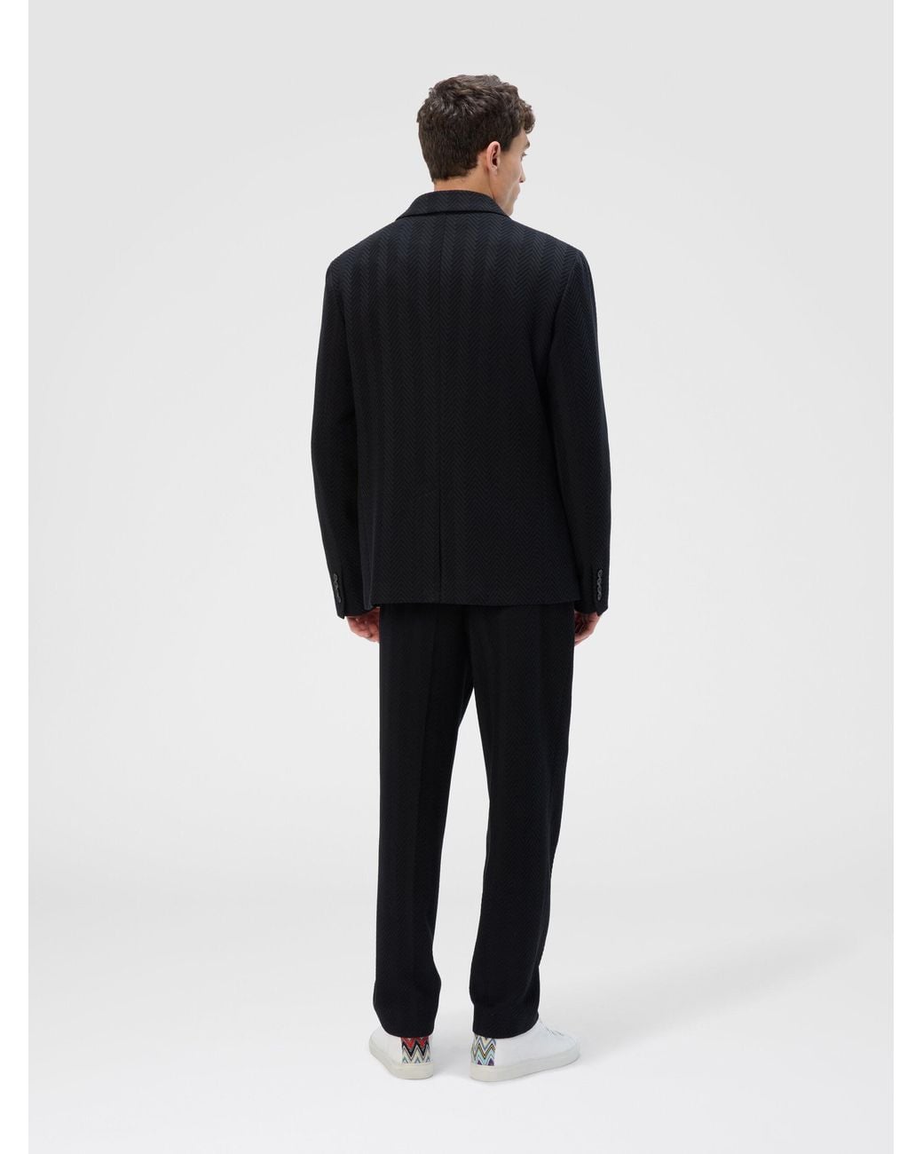 Missoni Black Straight Pants With Zigzag Pattern for men