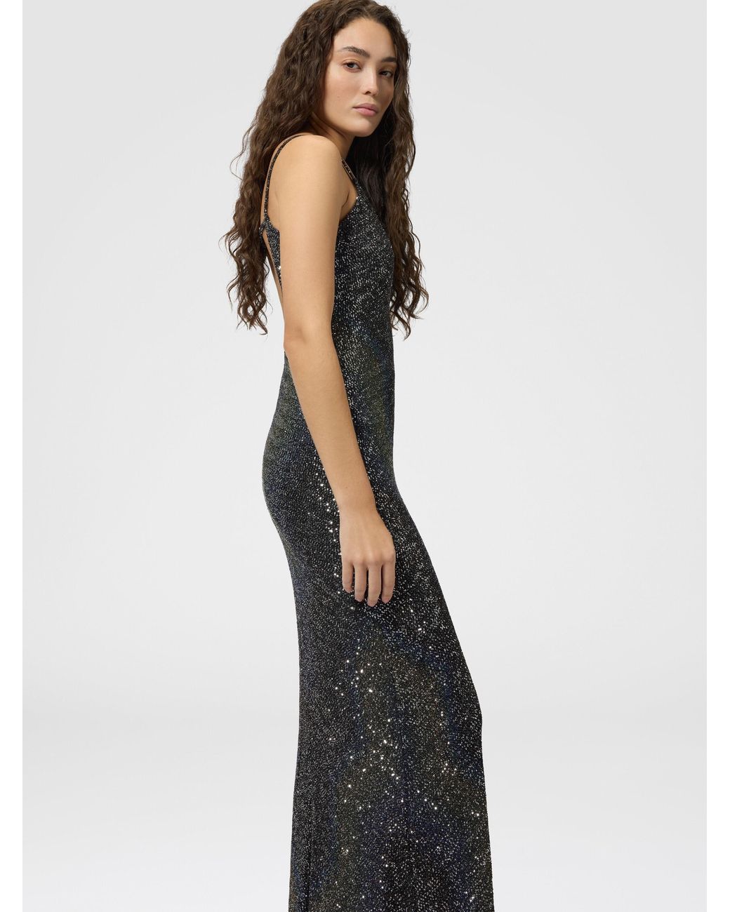 Missoni White Long Dégradé Knit Dress With Sequins