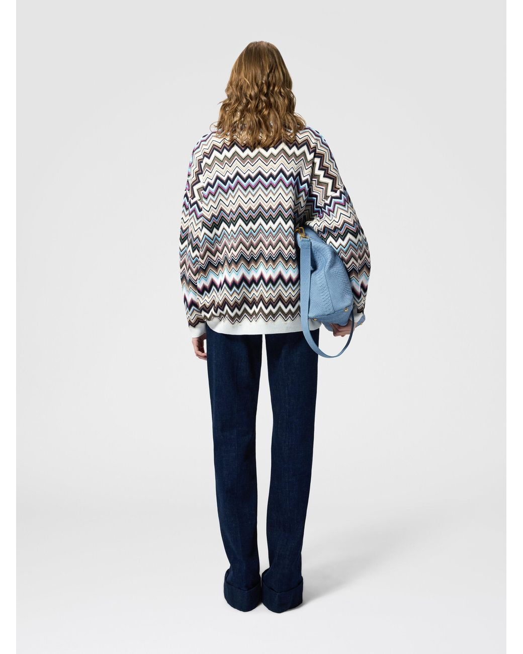 Missoni White Oversized Wool And Viscose Zig Zag Polo