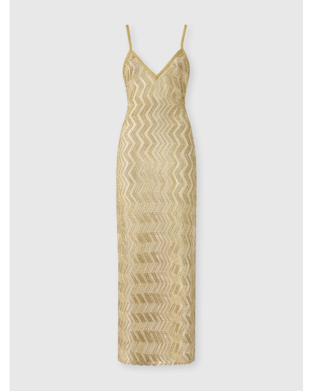 Missoni Metallic Long Mesh Cover-Up With Zigzag Pattern And Sequins