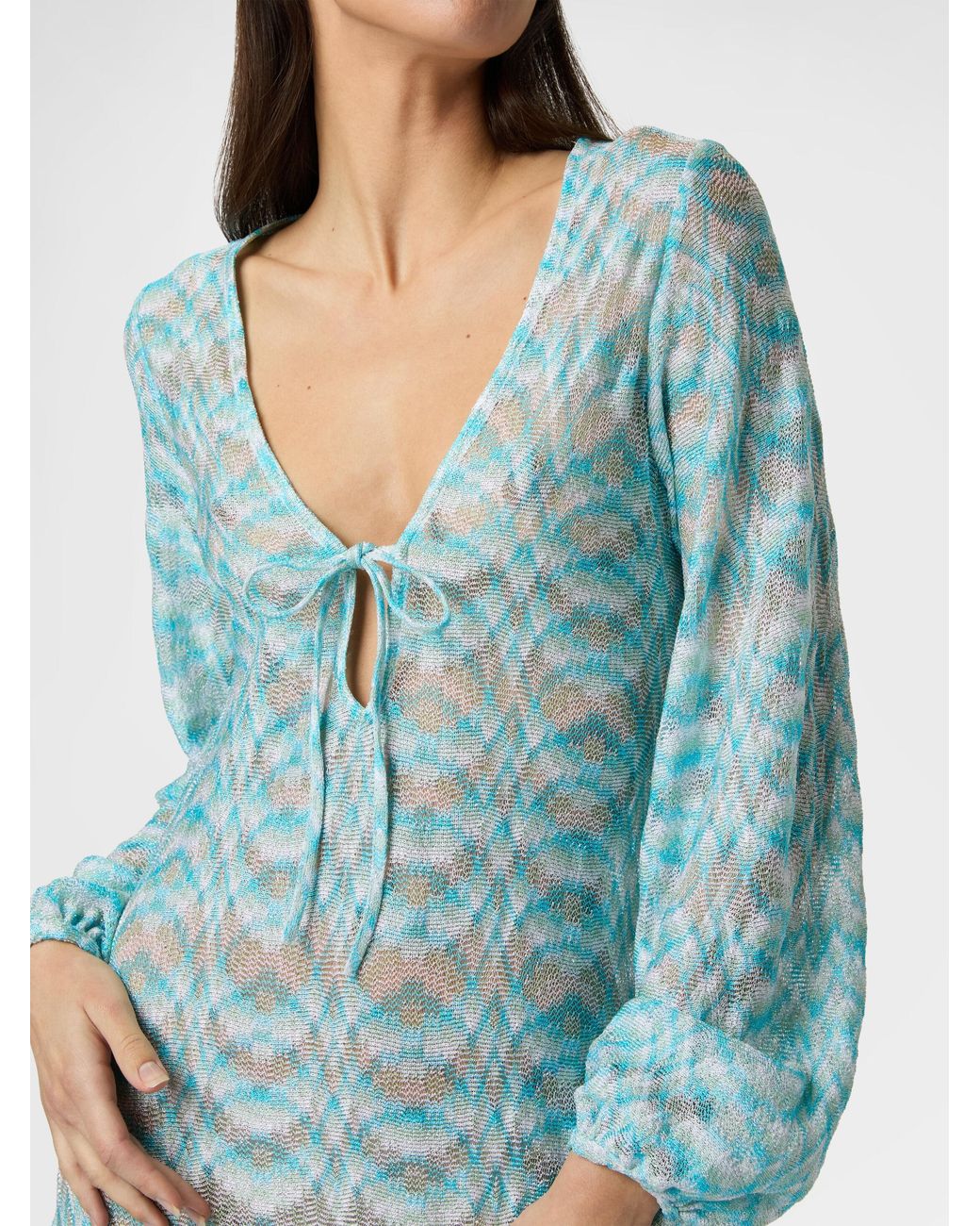 Missoni Blue Long-Sleeved Cover-Up Dress