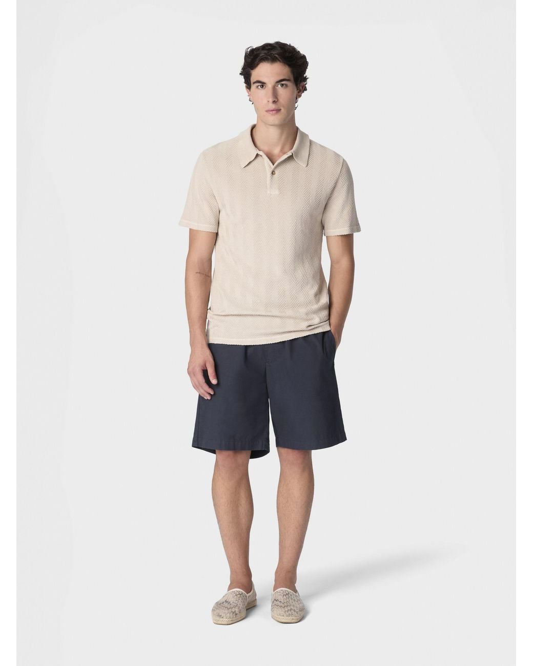 Missoni White Cotton And Viscose Polo Shirt With Tone-On-Tone Zigzag Motif for men