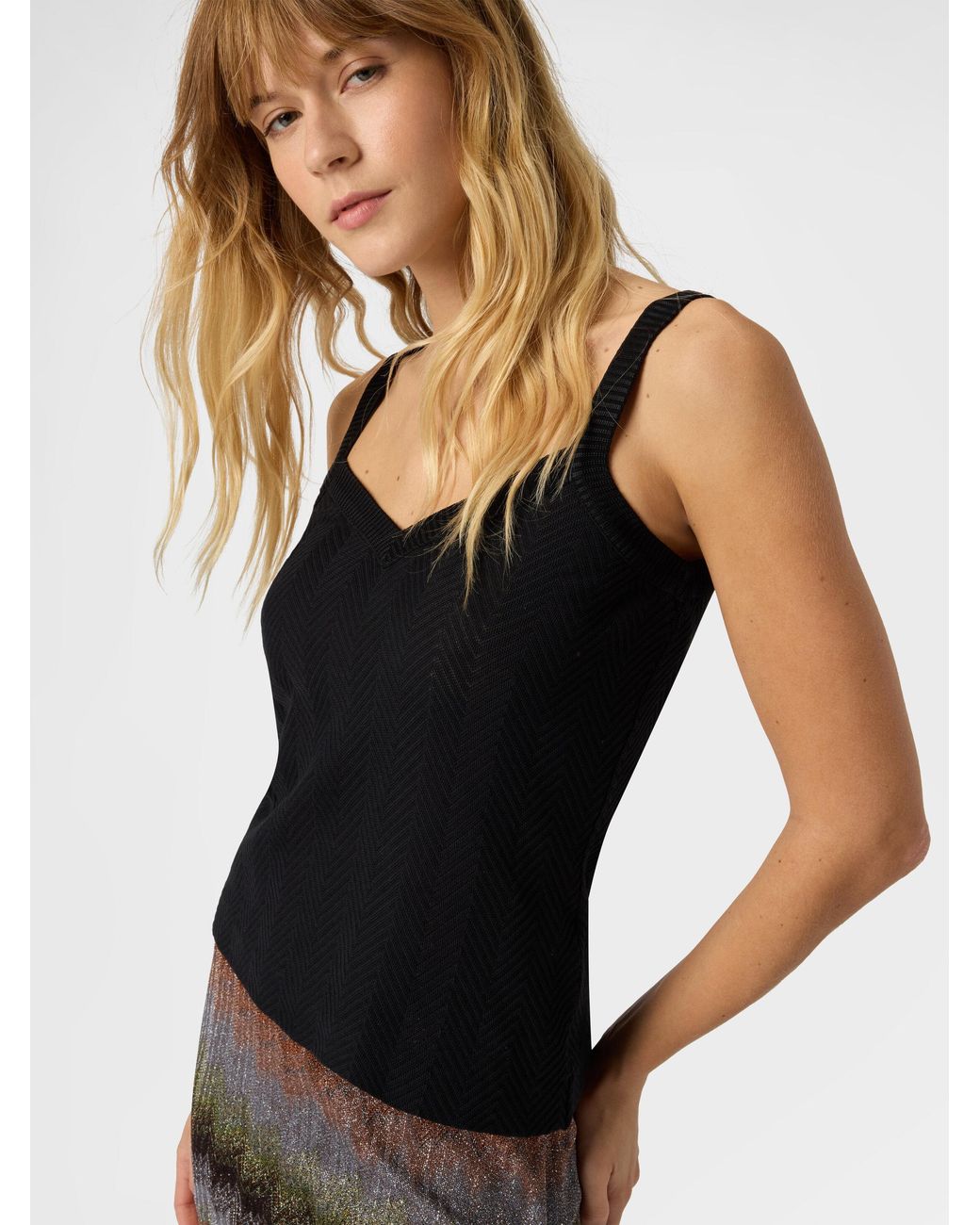 Missoni Black Sleeveless Zigzag Knit Top