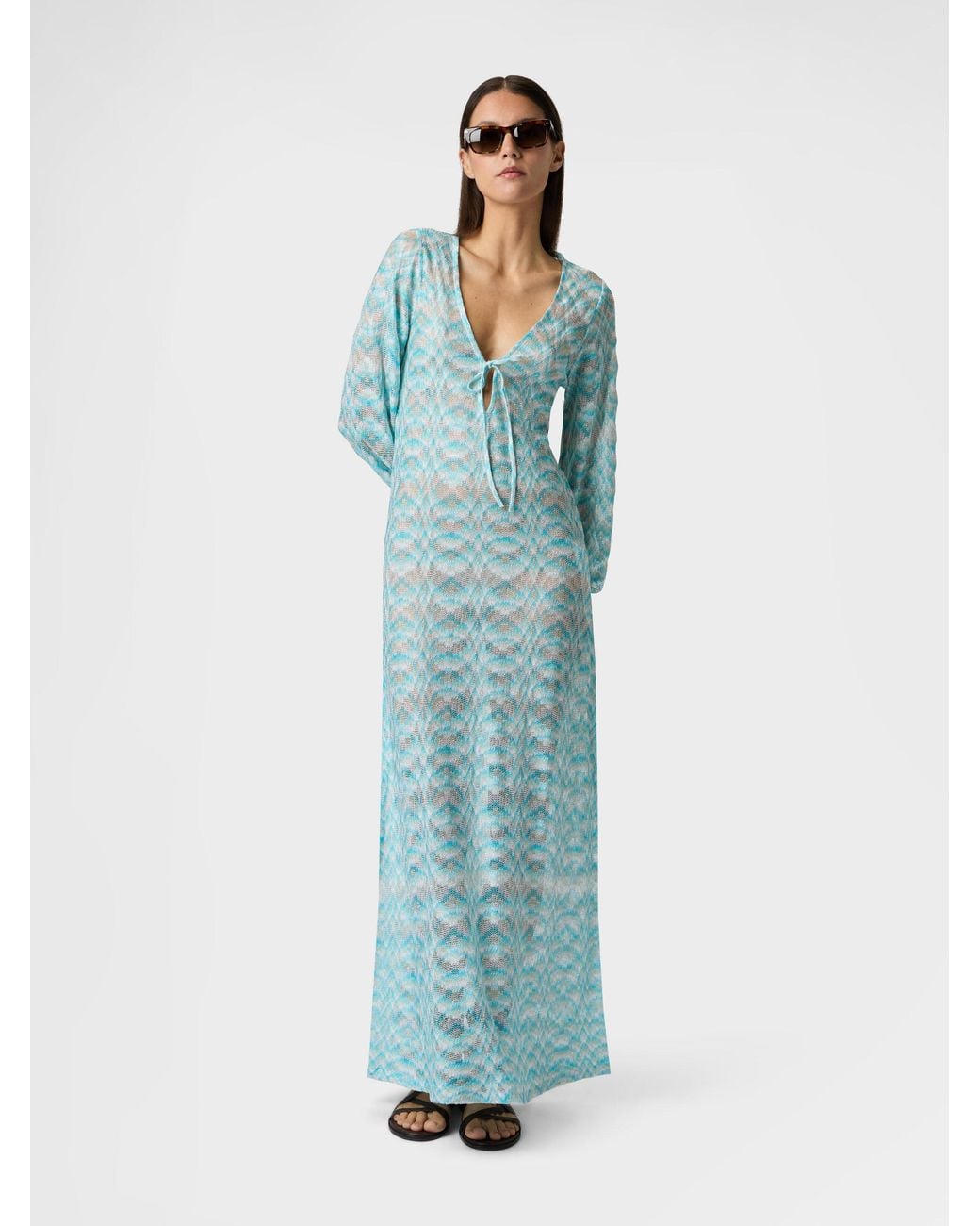 Missoni Blue Long-Sleeved Cover-Up Dress
