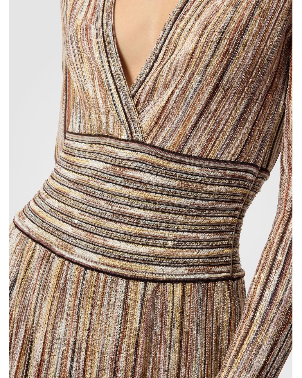 Missoni Natural Long Ribbed Viscose-Blend Dress With Sequins