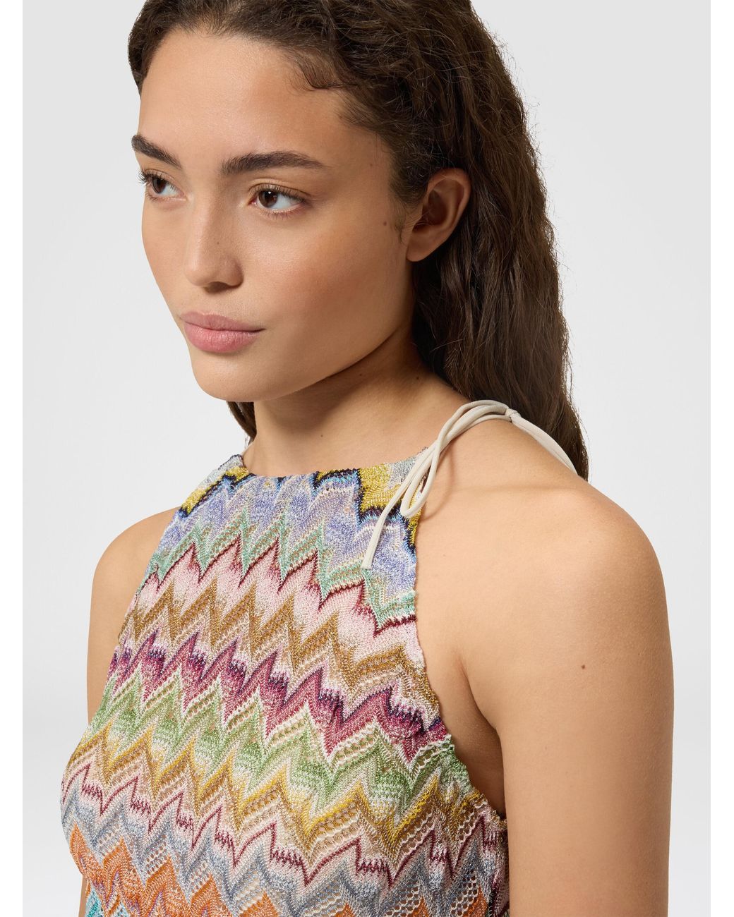 Missoni White Viscose Lamé Top With Thin Straps