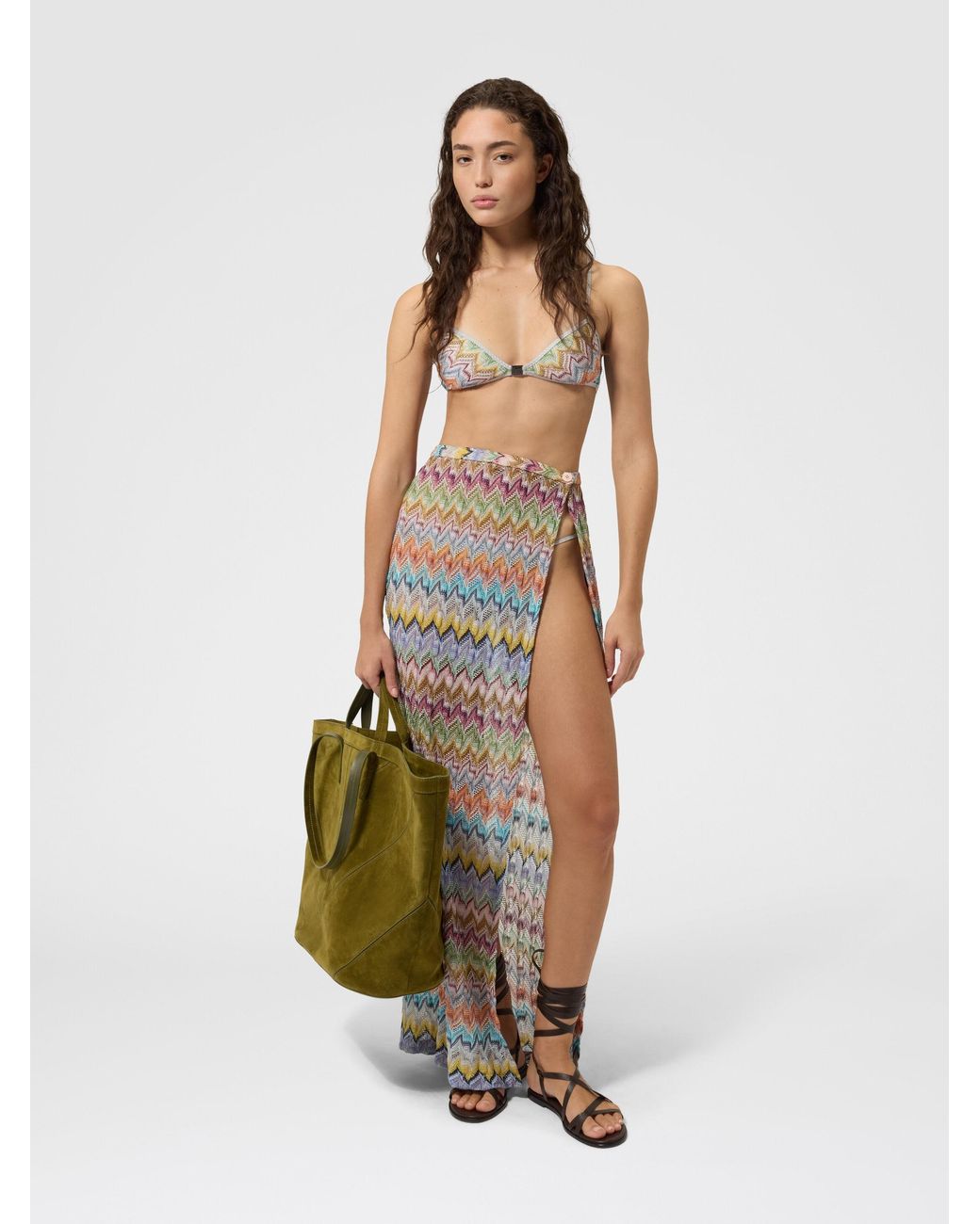 Missoni White Long Viscose Lamé Cover-Up Skirt