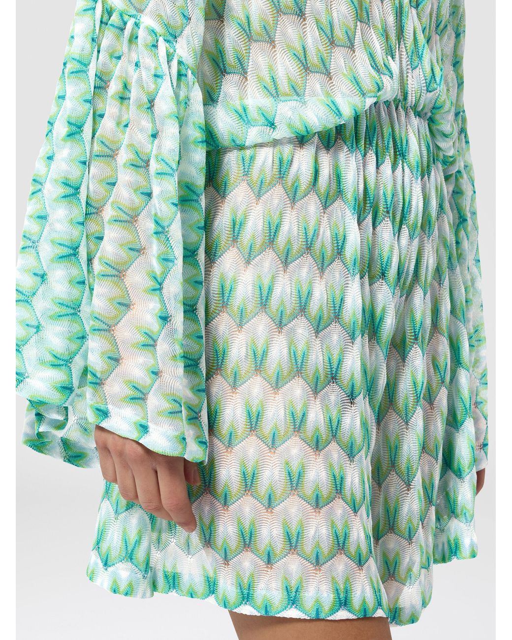 Missoni Green Kurze Strandtunika Aus Viskose Mit Blumenmuster, Damen, Größe