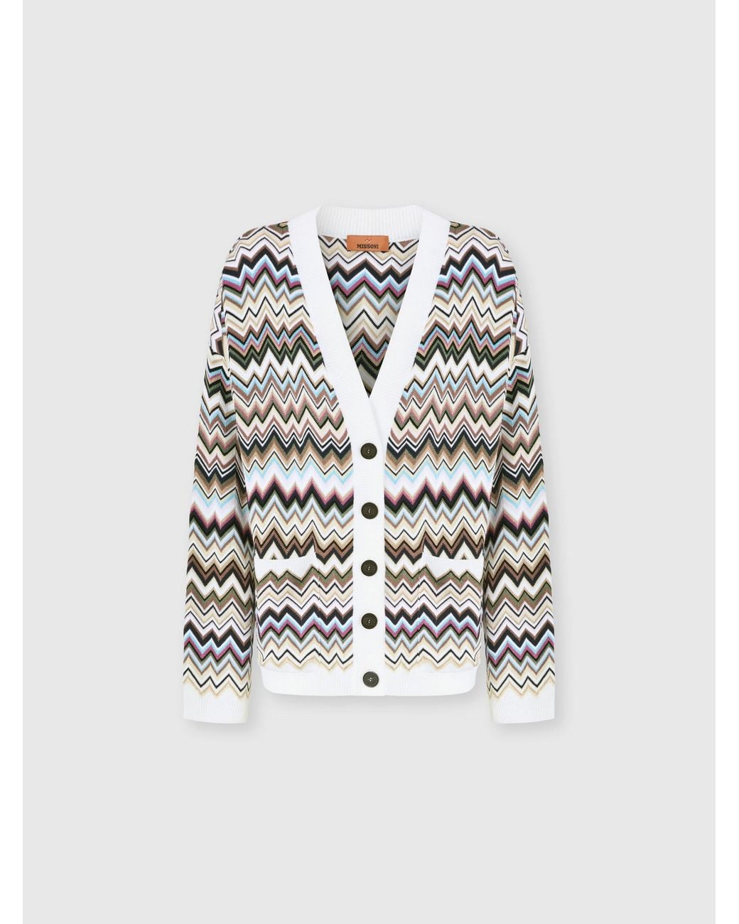 Missoni White Oversized Wool And Viscose Zig Zag Cardigan