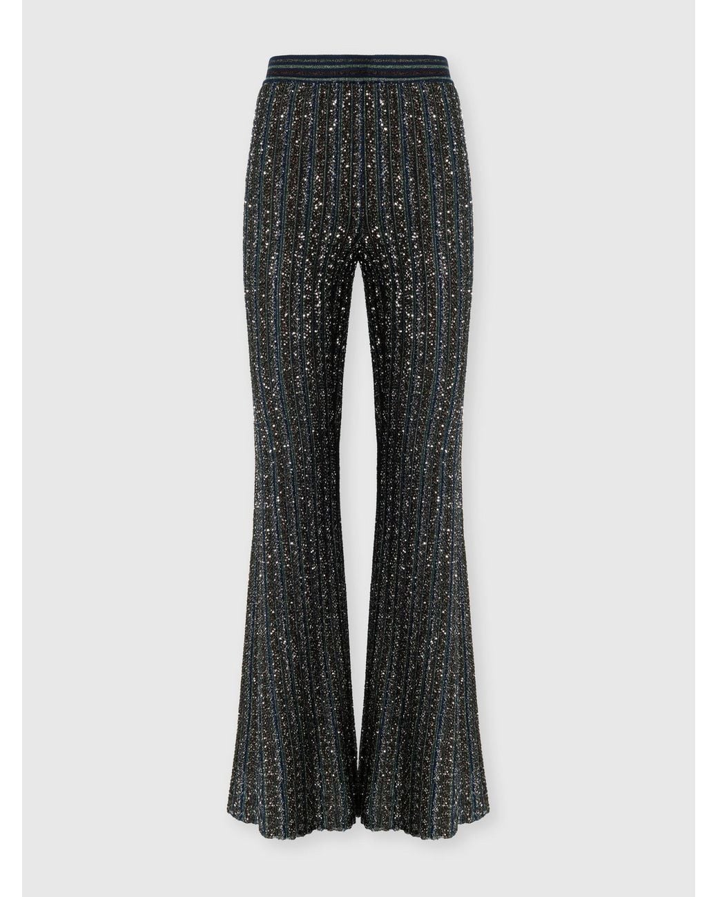 Missoni Black Striped Flared Trousers With Sequins