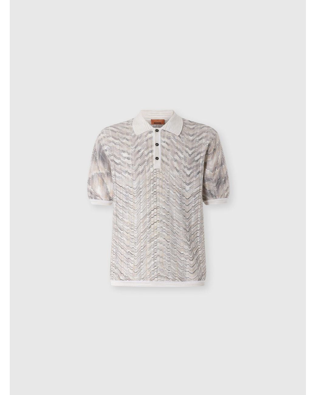 Missoni White Openwork Knit Cotton And Viscose Polo Shirt for men