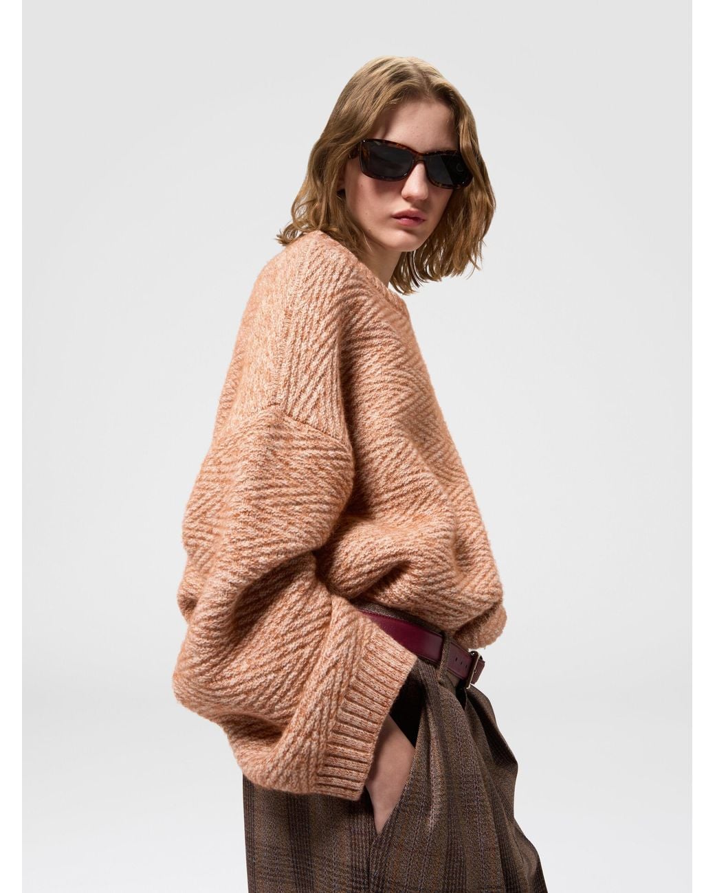 Missoni Pink Crewneck Sweater With Zig Zag Texture