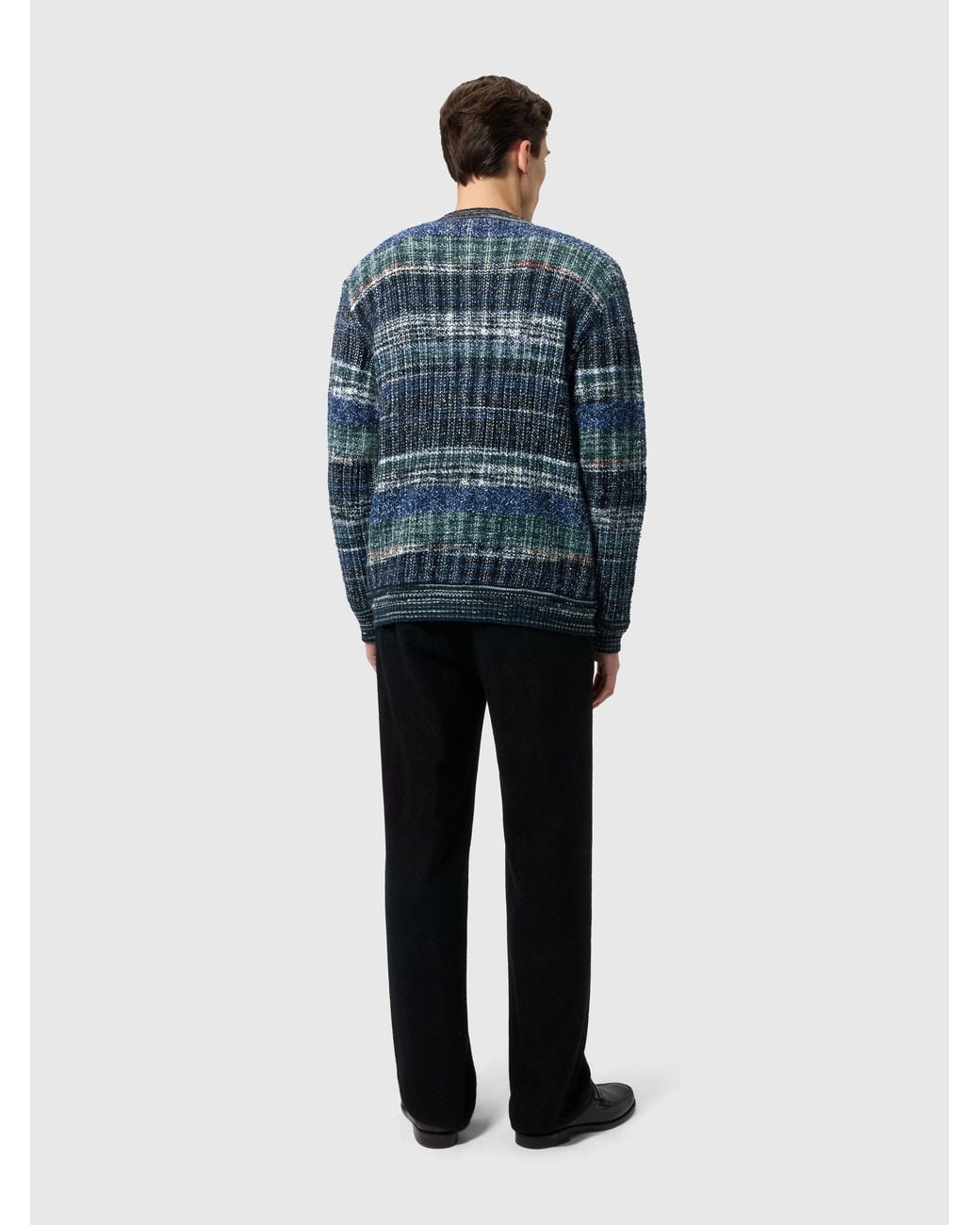 Missoni Blue Wool-Blend Check Cardigan With Side Pockets for men
