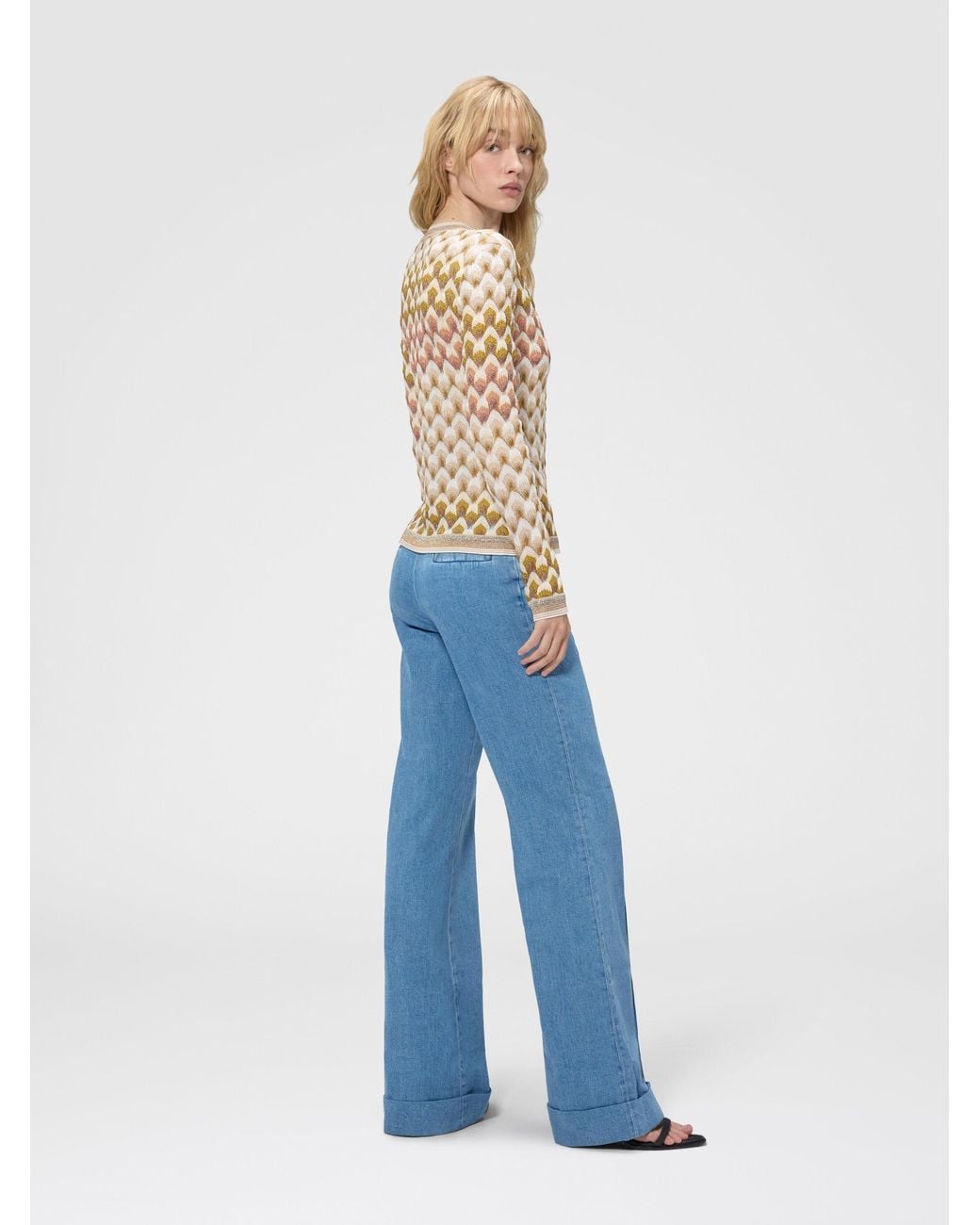 Missoni White Slim Viscose Lamé Cardigan With Lace Motif