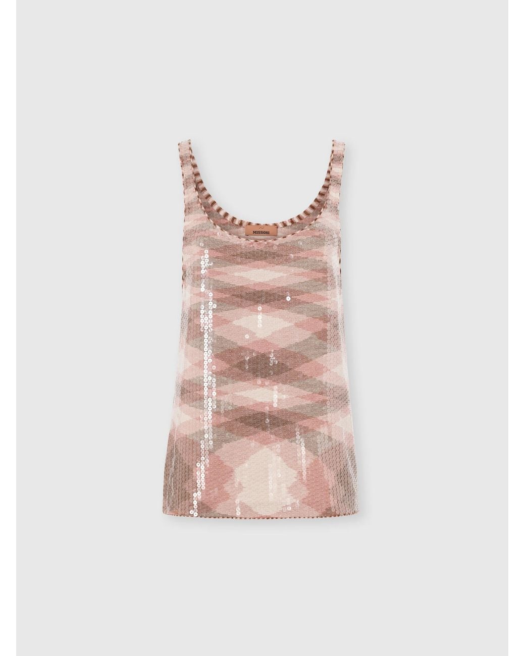 Missoni Pink Space-Dye Knit And Sequin Tank Top