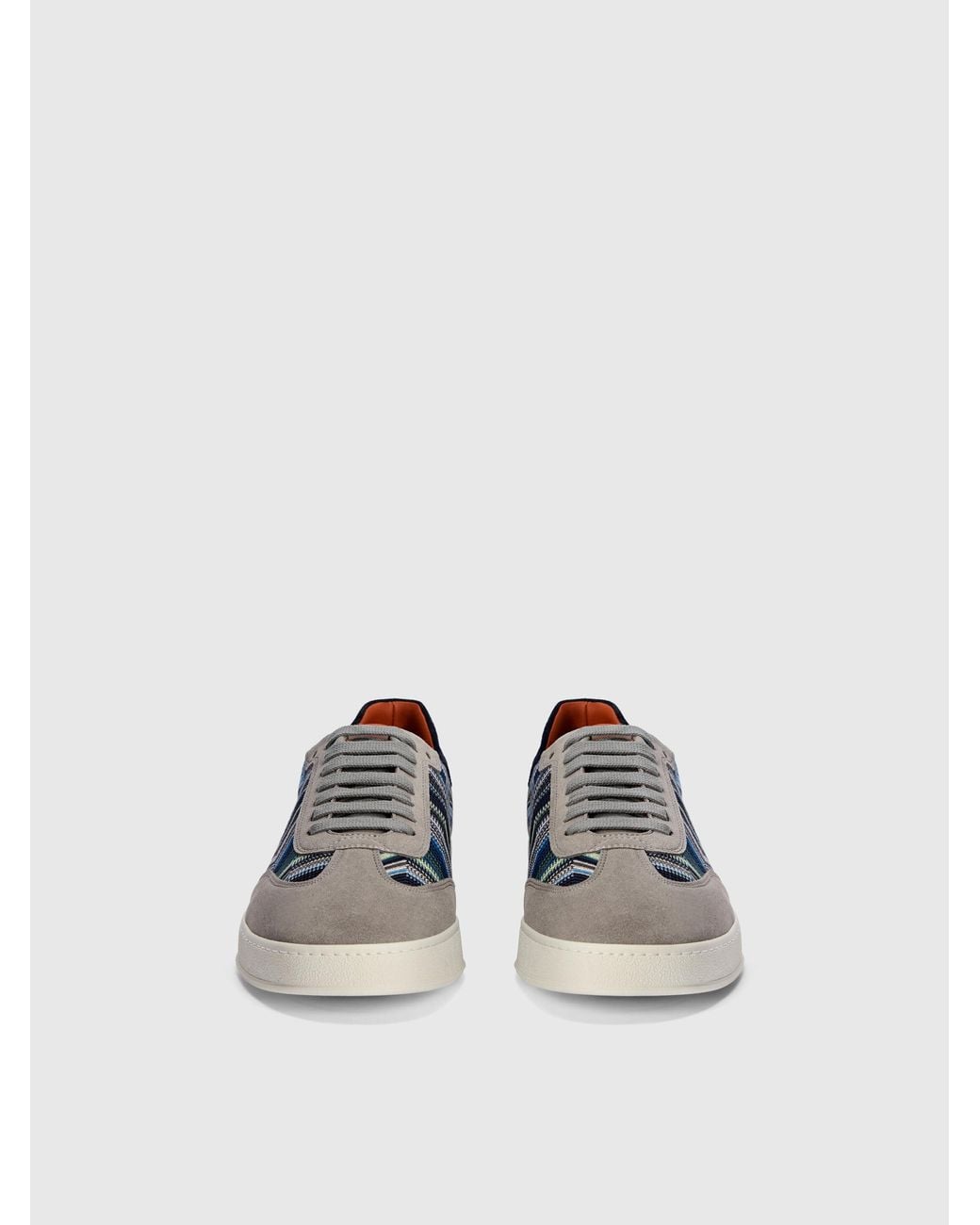 Missoni Blue Zigzag Fabric Sneakers With Suede Inserts for men