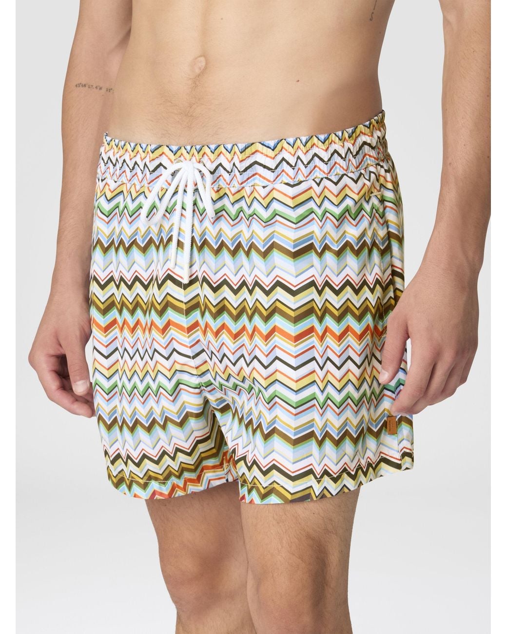 Missoni Multicolor Mid-Length Swim Shorts With Irregular Zigzag Print for men