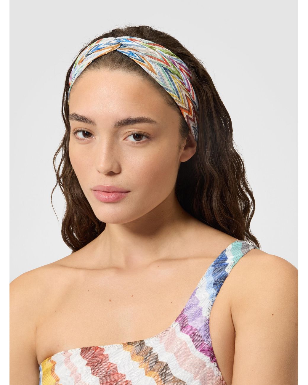 Missoni White Zig Zag Printed Fabric Hairband