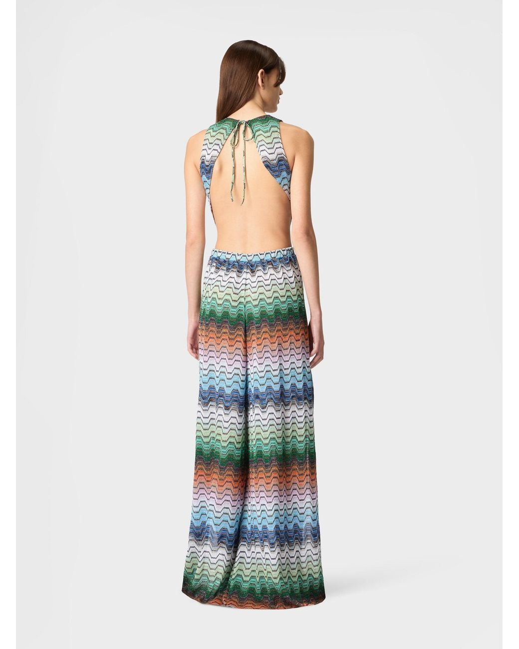 Missoni White Long Jumpsuit With Greek Motif