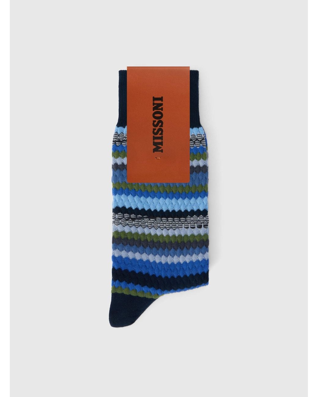 Missoni Blue Mid-Length Socks With Waffle Pattern for men