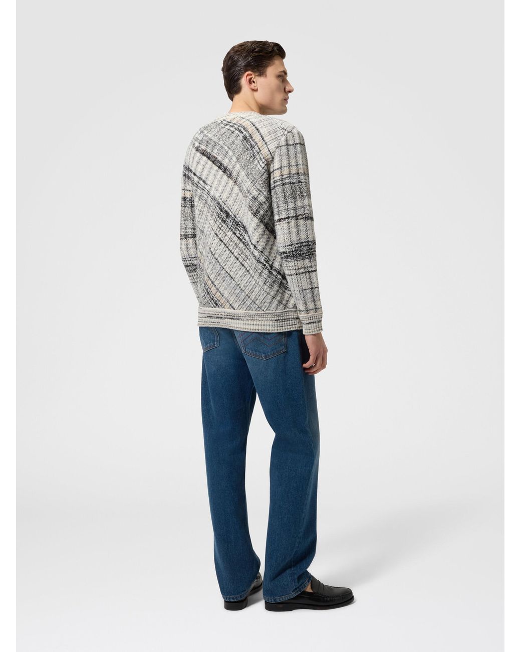 Missoni Gray Wool-Blend Pullover With Macro-Check Pattern for men