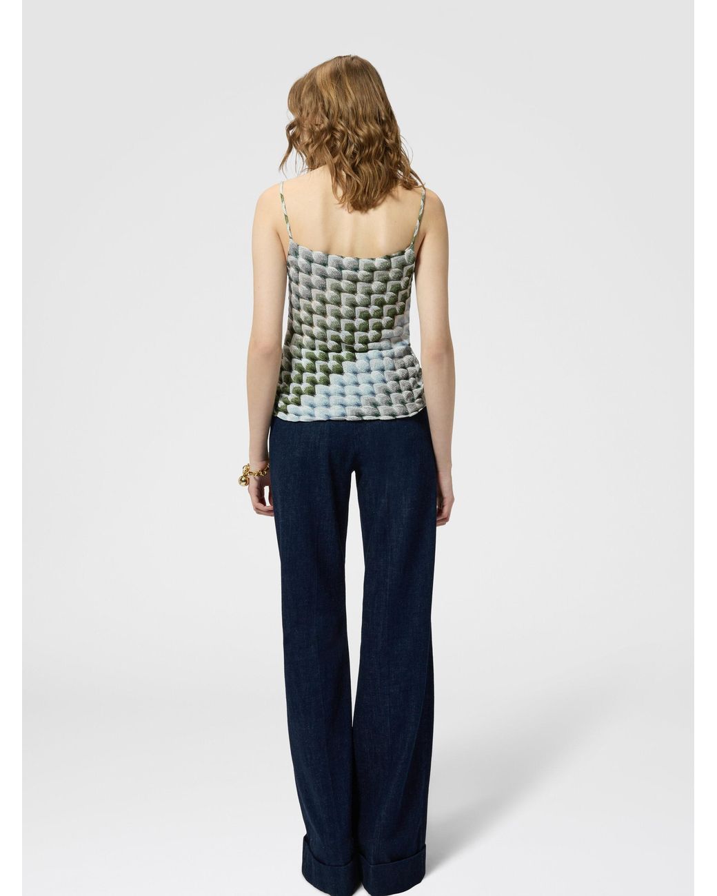 Missoni White Lace Motif Top With Draped Neckline