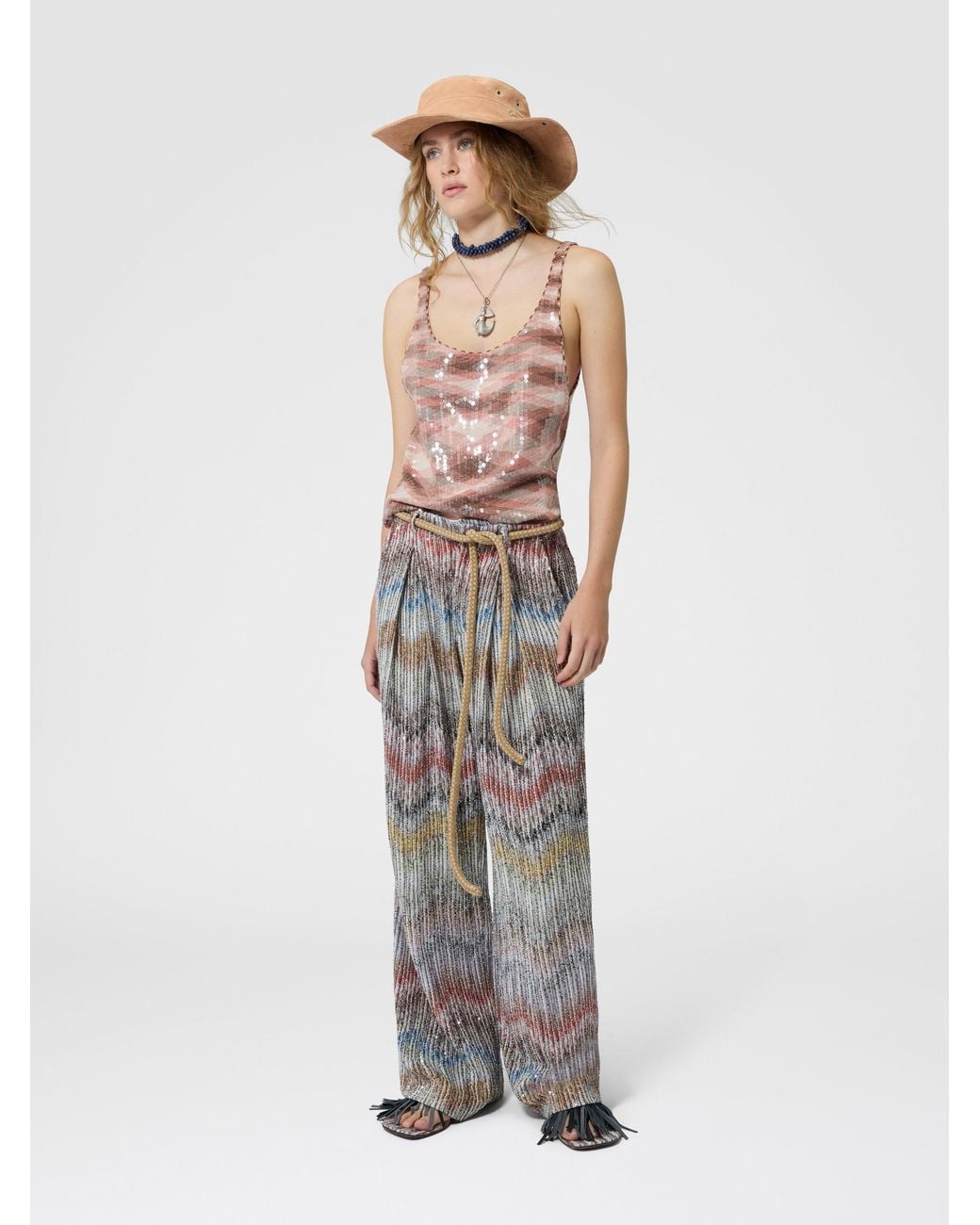 Missoni Gray Relaxed-Fit Trousers With Pleats