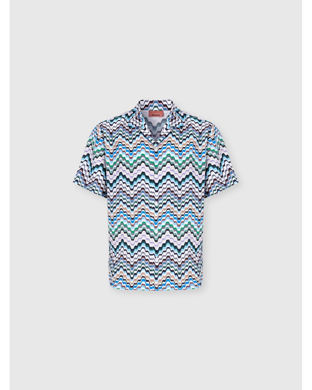 Missoni White Short-Sleeve Viscose Bowling Shirt for men