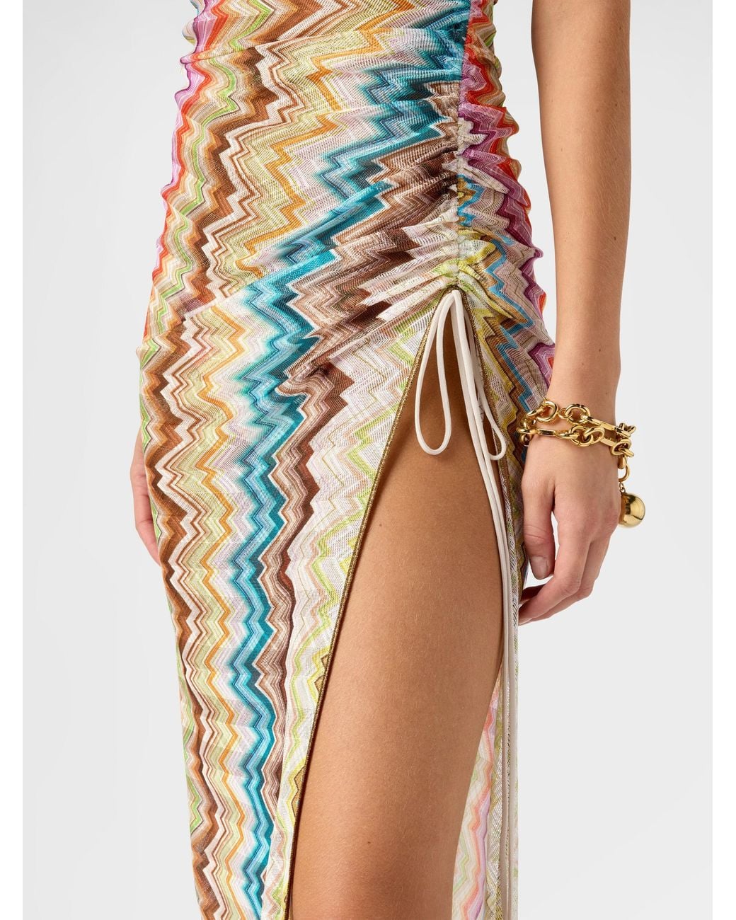 Missoni White Long Cover-Up With Irregular Zig Zag Print