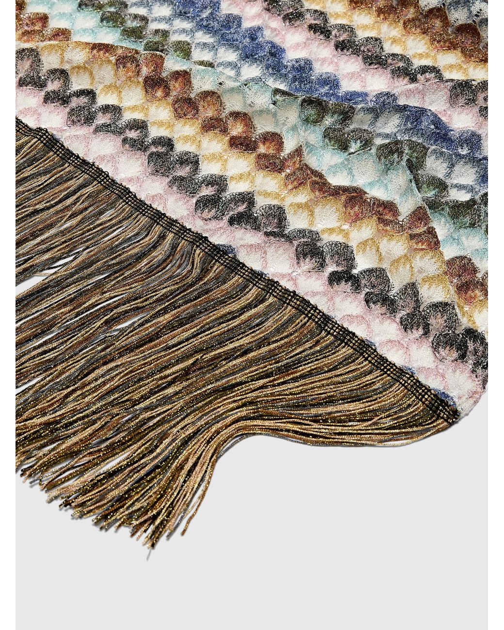 Missoni Multicolor Viscose Lamé Stole With Fringes And Lace Motif
