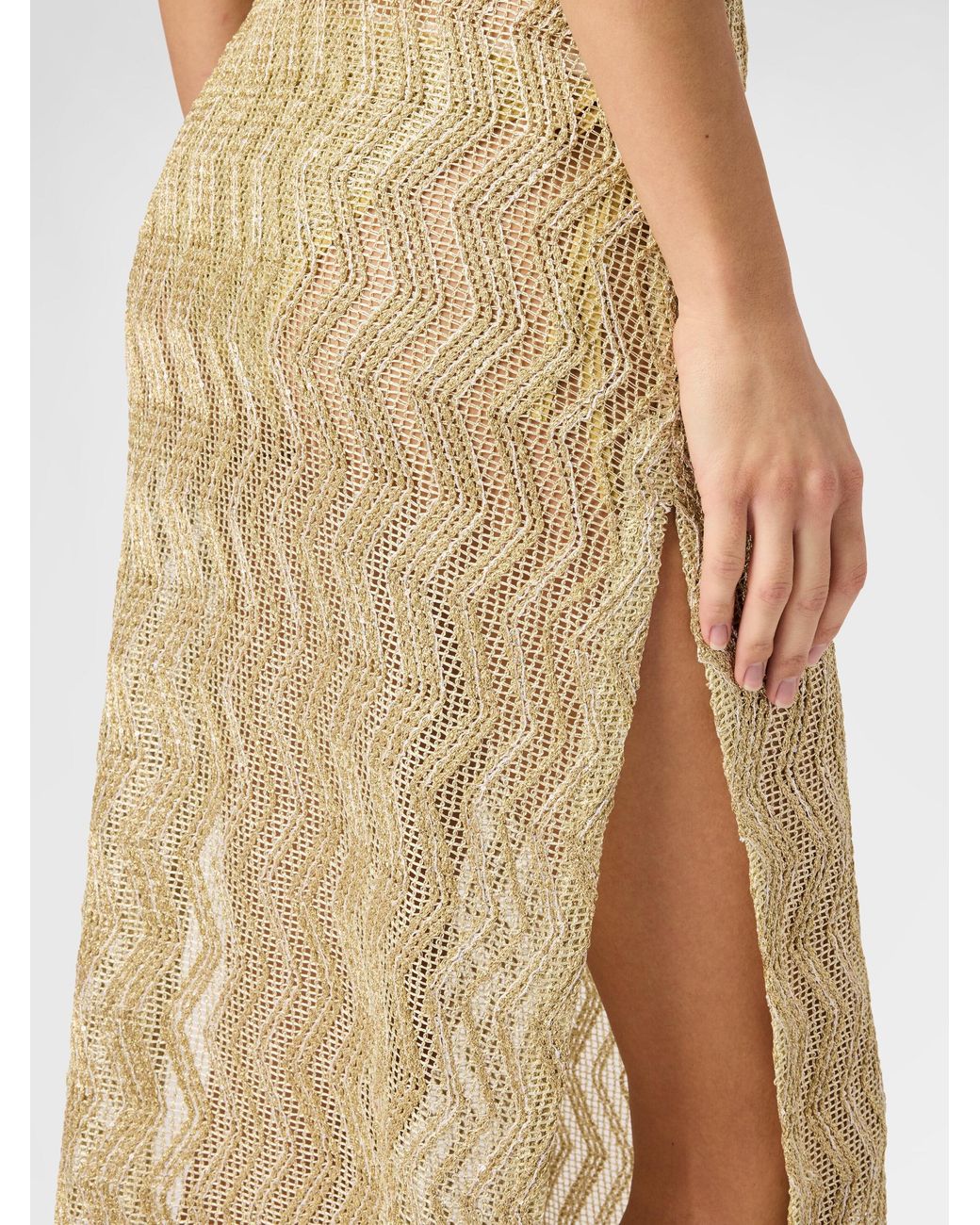 Missoni Metallic Long Mesh Cover-Up With Zigzag Pattern And Sequins