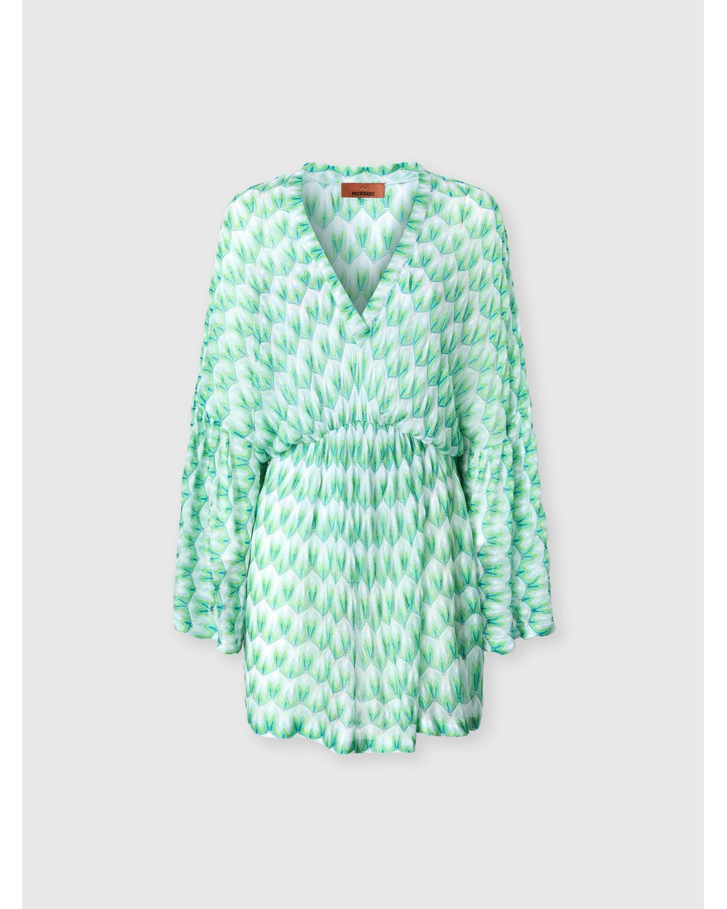 Missoni Green Kurze Strandtunika Aus Viskose Mit Blumenmuster, Damen, Größe