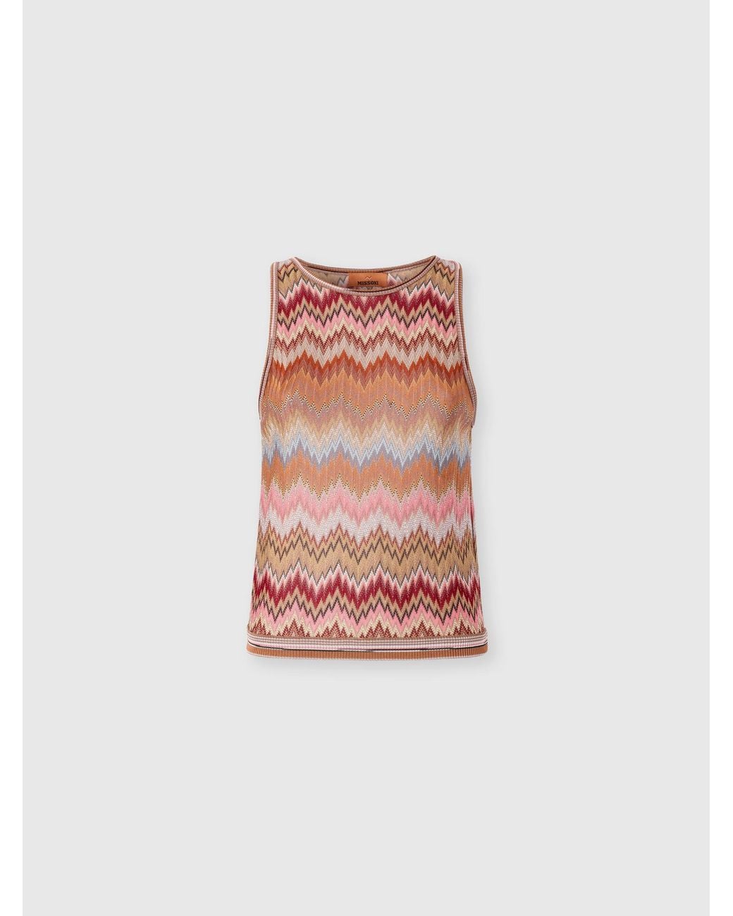 Missoni White Snake-Pattern Viscose Sleeveless Top, & Rust