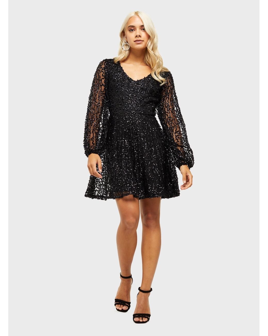 petite black sequin dress