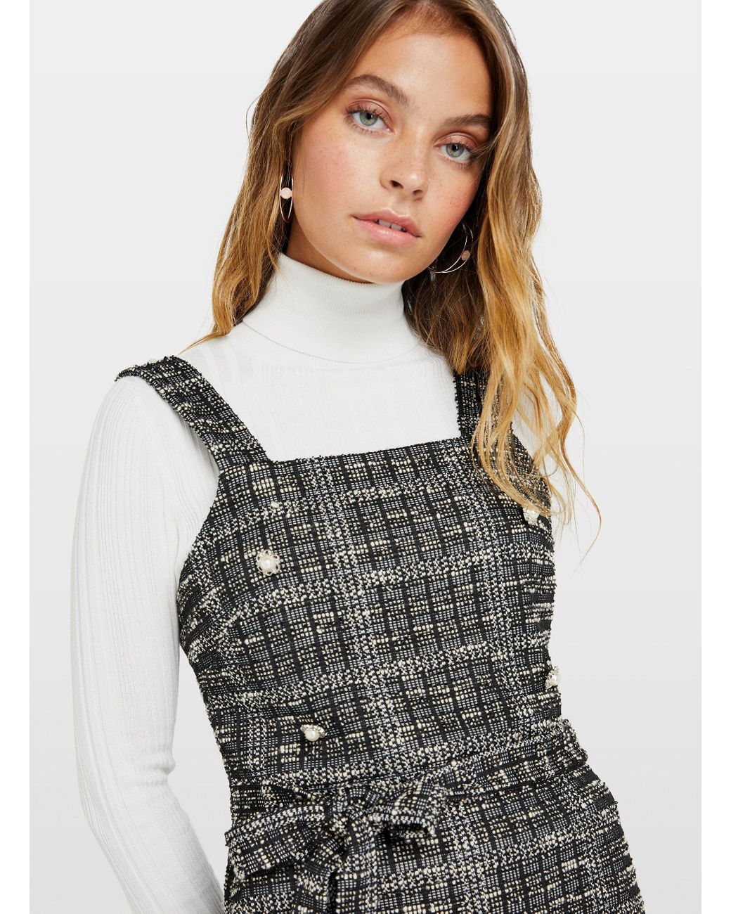 boucle pinafore dress