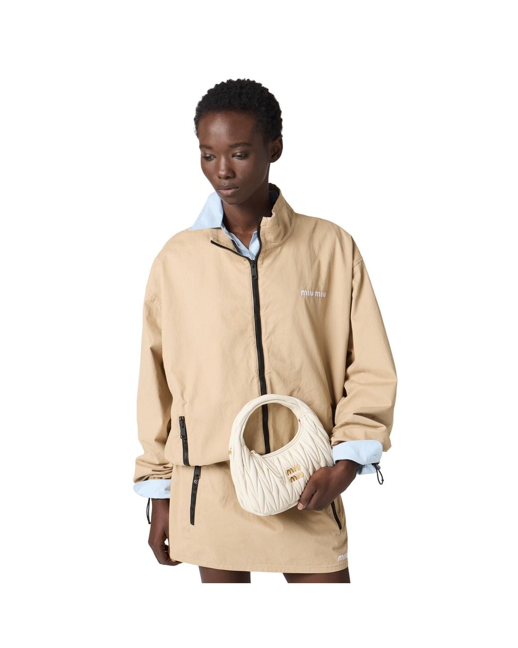 Miu Miu White Wander Matelassé Nappa Leather Hobo Bag