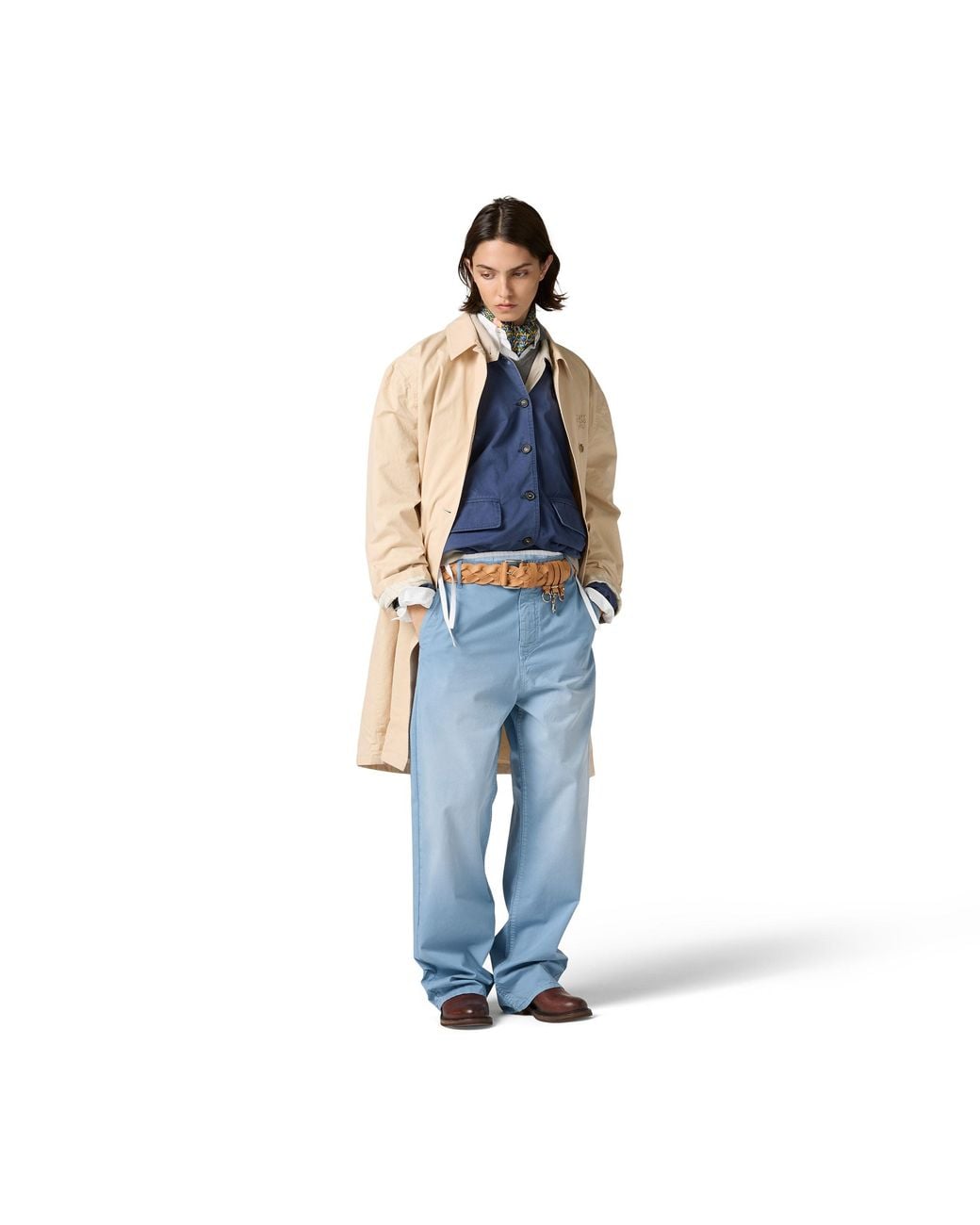 Miu Miu Blue Garment-Dyed Twill Pants