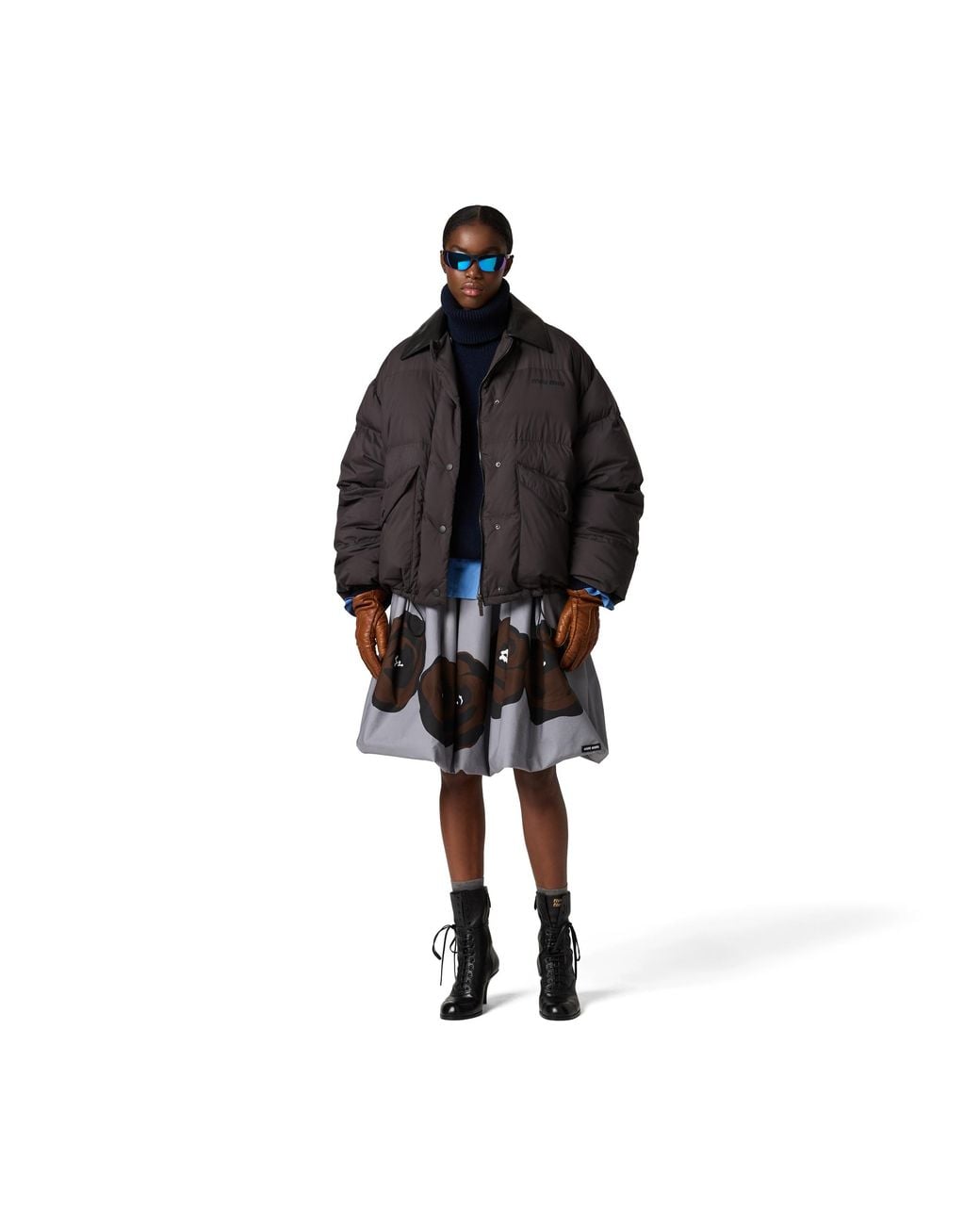 Miu Miu Black Technical Pongé Puffer Jacket