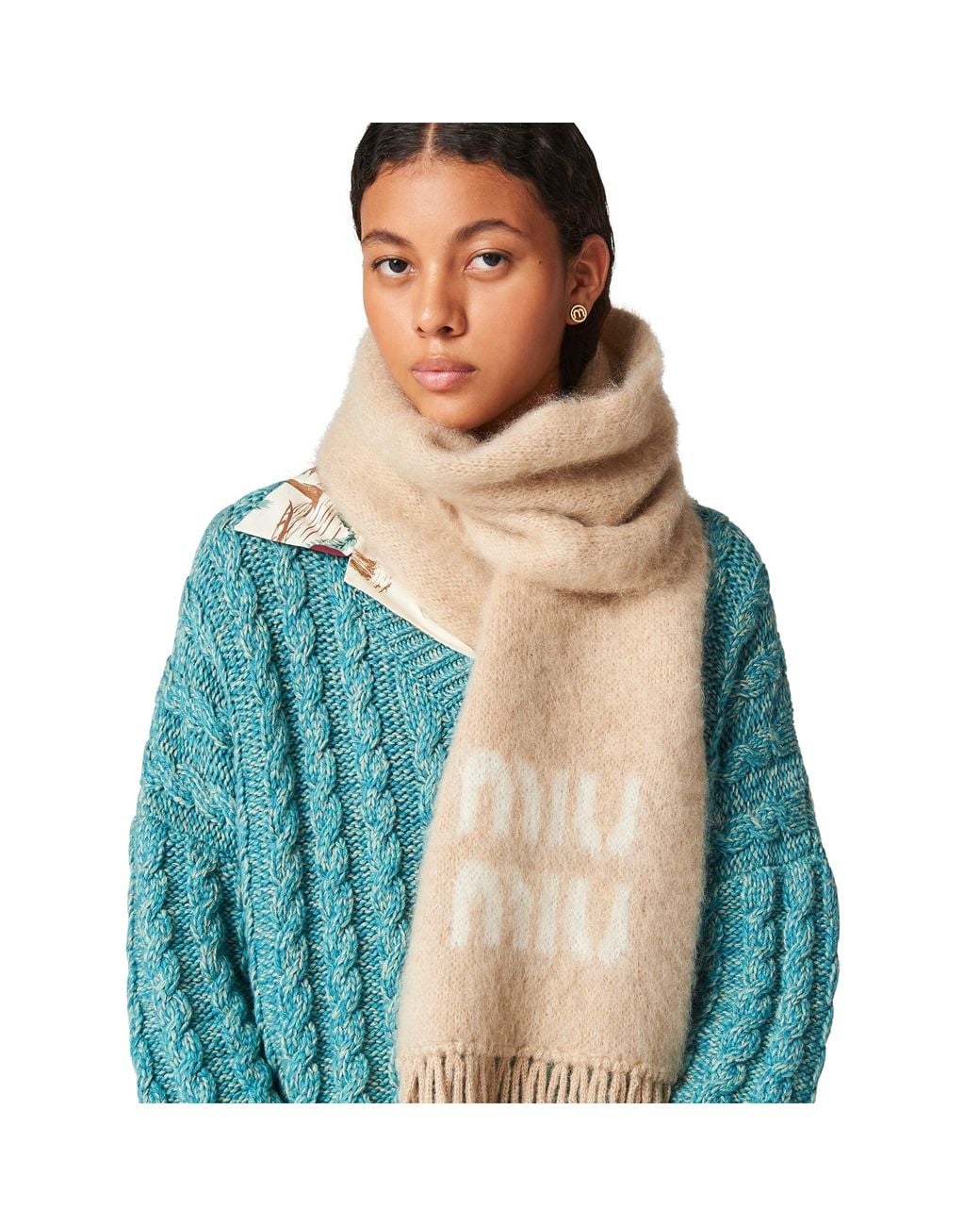 Miu Miu Natural Wool And Mohair Scarf