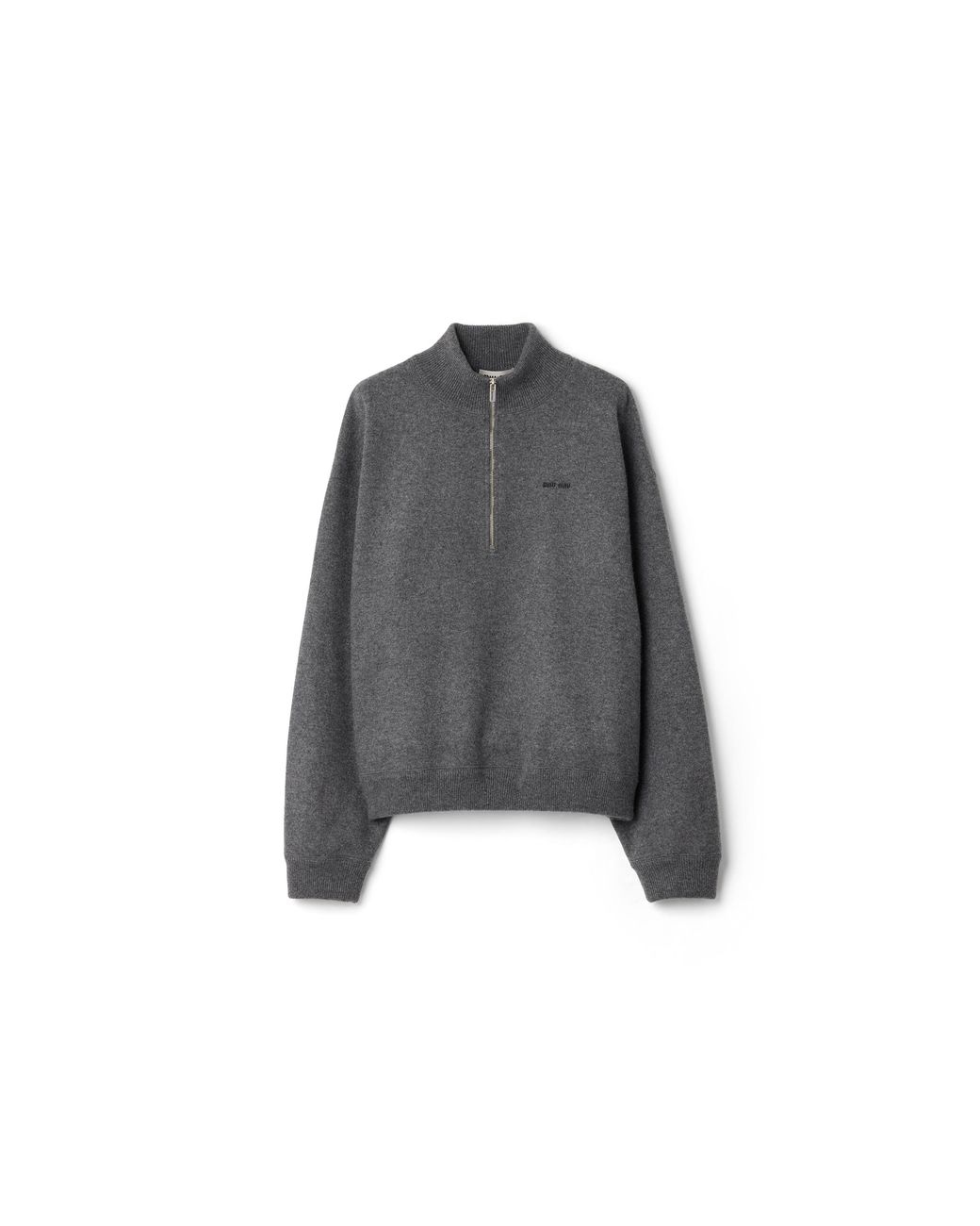 Miu Miu Gray Cashmere And Jersey Zipper Sweater