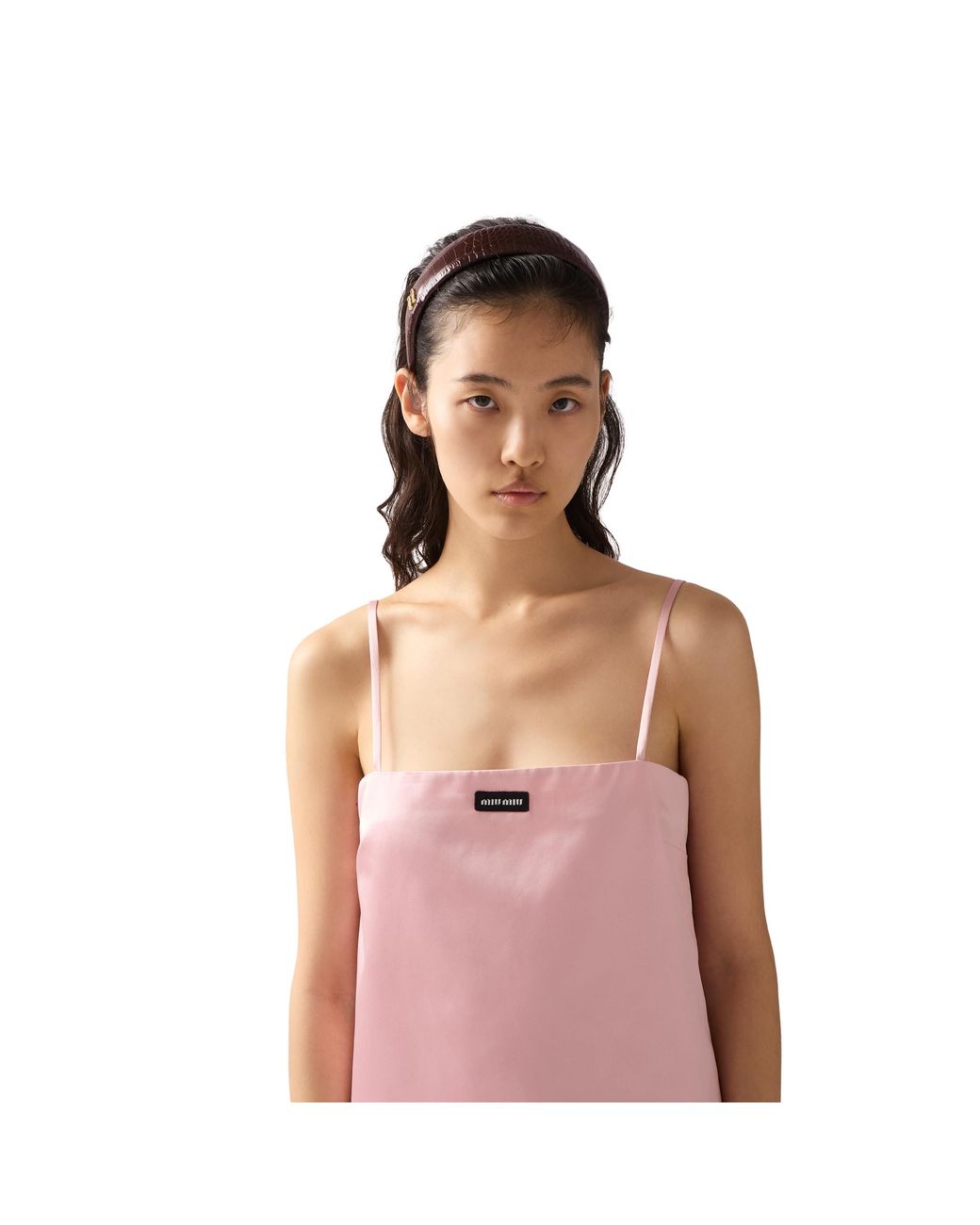Miu Miu Brown Crocodile Embossed Calfskin Headband