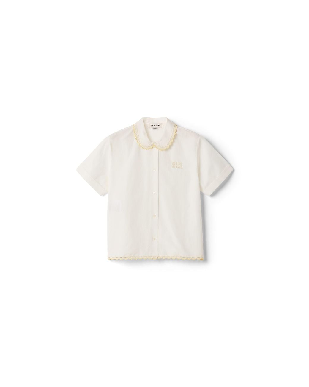 Miu Miu White Embroidered Slub Poplin Shirt