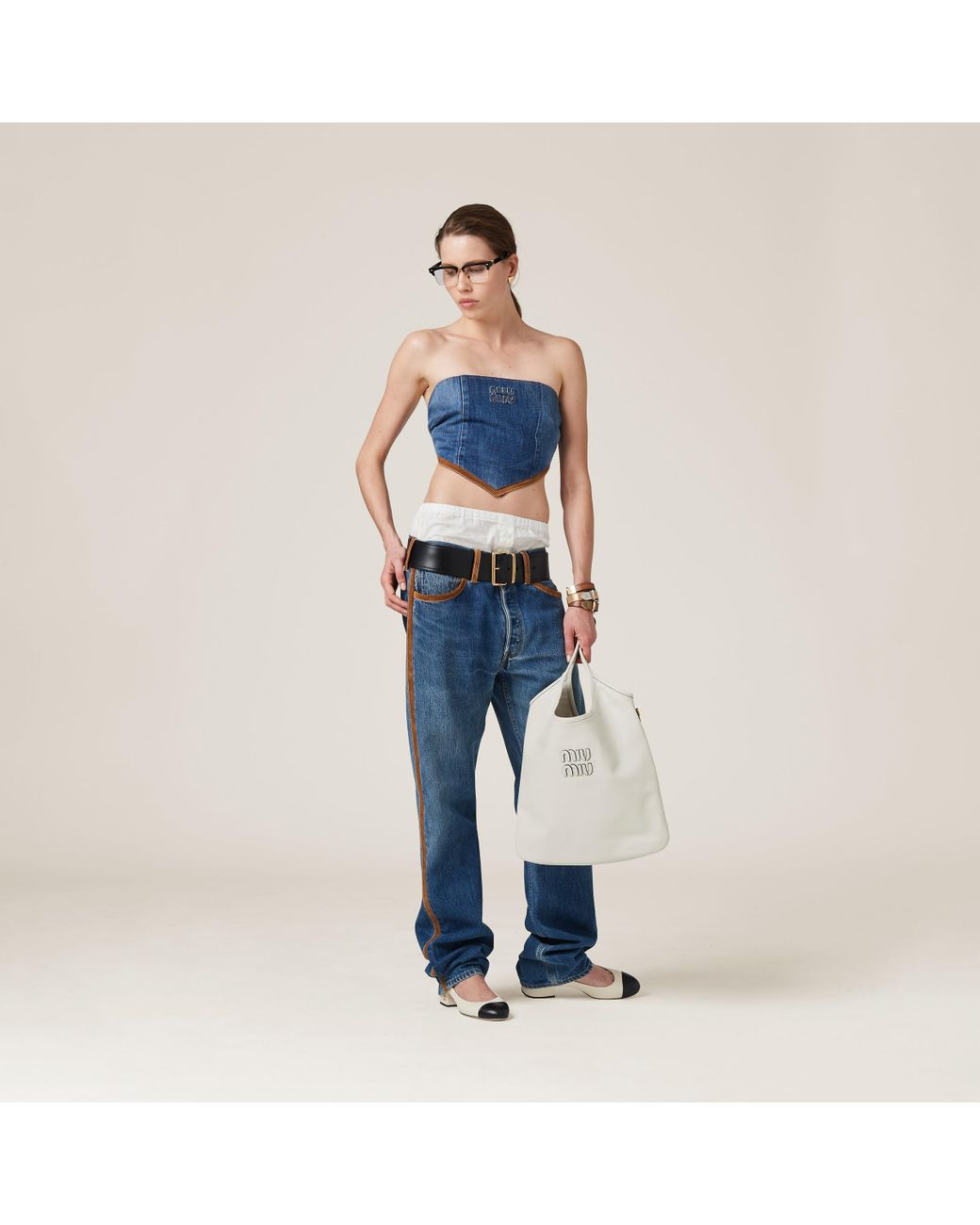 ☆Miu Miu☆デニムクロップトップ☆SALE中 Denim top - Collection Collections | Miu Miu