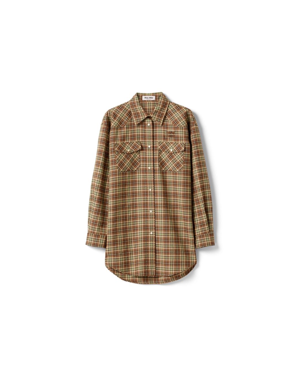 Miu Miu Brown Plaid Shirt
