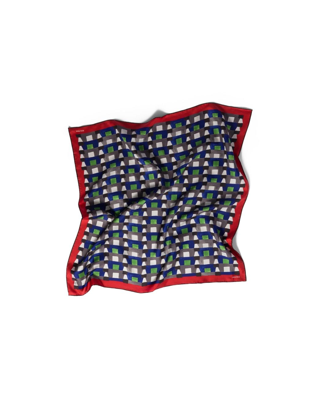 Miu Miu Blue Printed Silk Scarf
