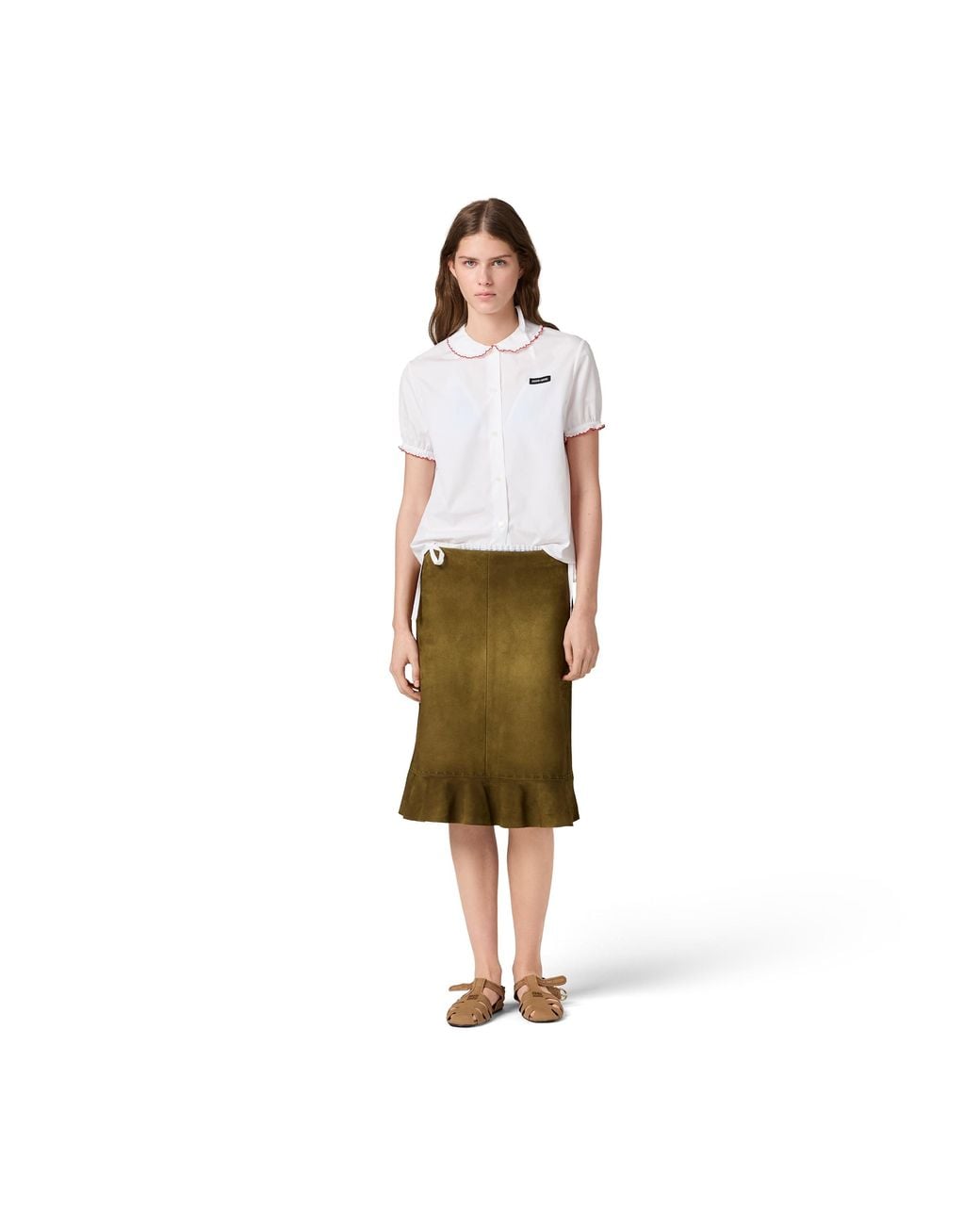 Miu Miu White Embroidered Poplin Shirt